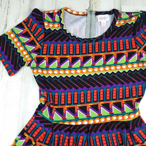 LuLaRoe Amelia Dress Geometric Dipped Blue XS NWT - Picture 5 of 12
